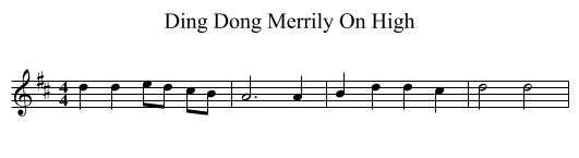 Ding Dong Merrily On High - staff notation
