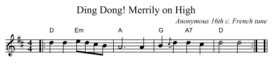 Ding Dong! Merrily on High - staff notation