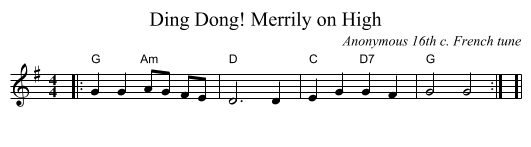 Ding Dong! Merrily on High - staff notation