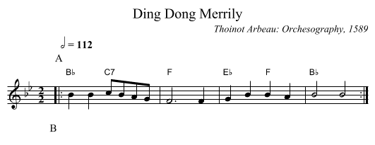 Ding Dong Merrily - staff notation