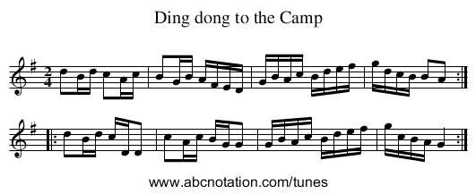 Ding dong to the Camp - staff notation
