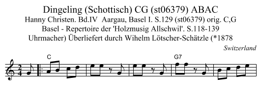 Dingeling (Schottisch) CG (st06379) ABAC - staff notation