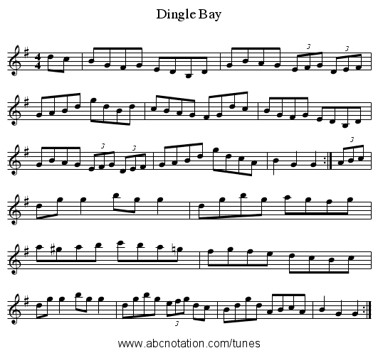 Dingle Bay - staff notation