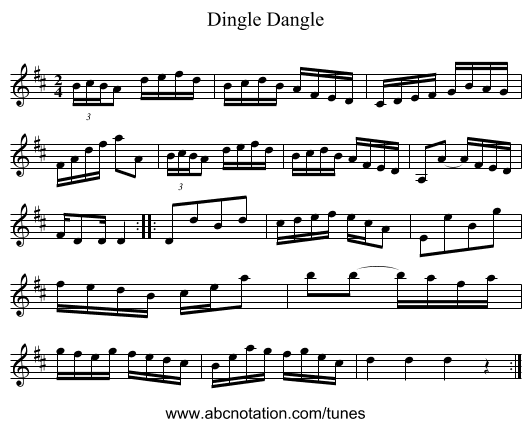 Dingle Dangle - staff notation