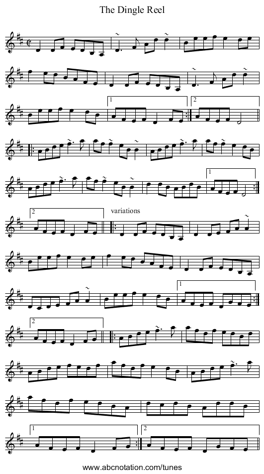 Dingle Reel, The - staff notation