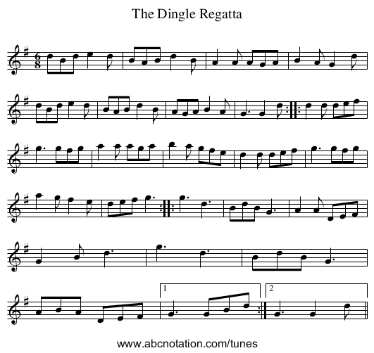 Dingle Regatta, The - staff notation