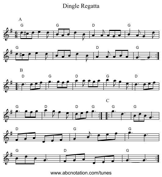 Dingle Regatta - staff notation