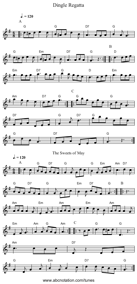 Dingle Regatta - staff notation