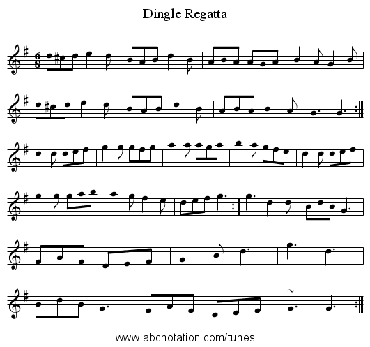 Dingle Regatta - staff notation