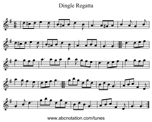 Dingle Regatta - staff notation