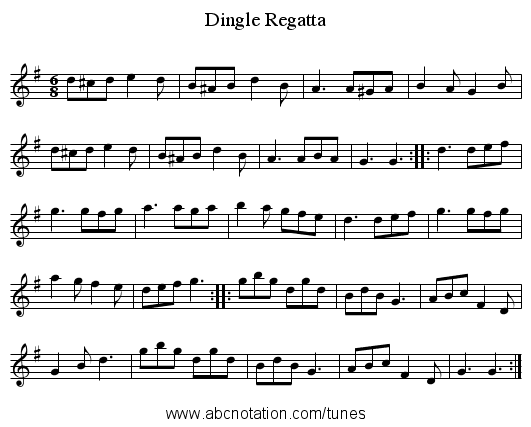 Dingle Regatta - staff notation