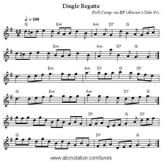 Dingle Regatta - staff notation
