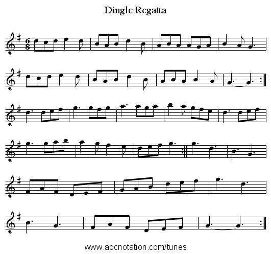 Dingle Regatta - staff notation