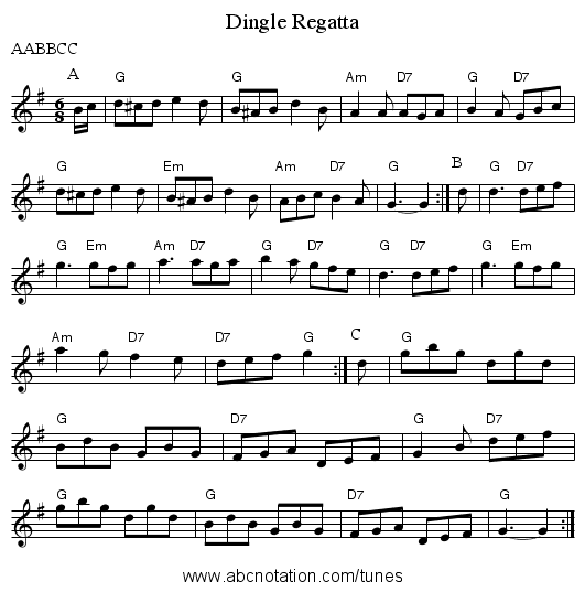 Dingle Regatta - staff notation