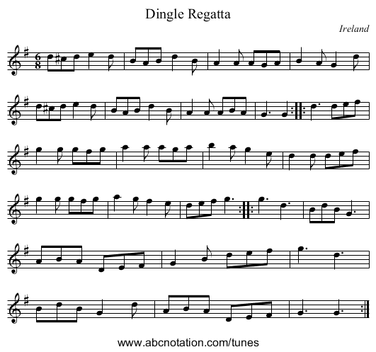 Dingle Regatta - staff notation