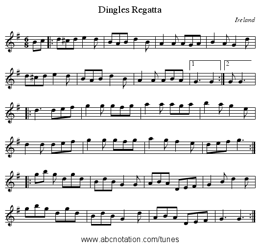 Dingles Regatta - staff notation