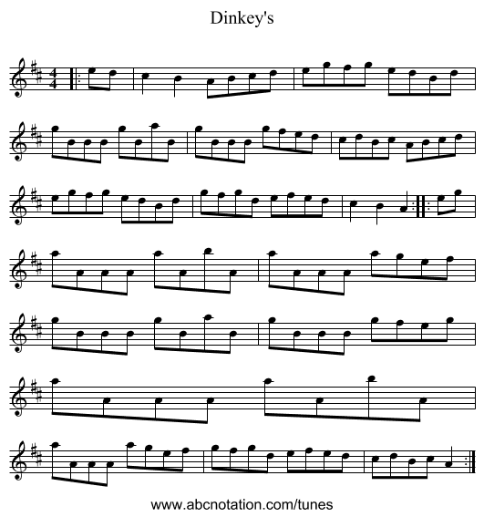 Dinkey's - staff notation