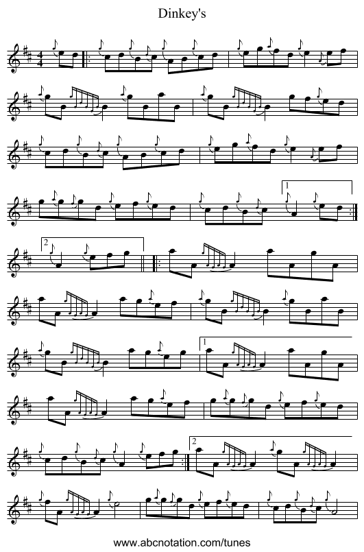 Dinkey's - staff notation