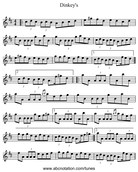Dinkey's - staff notation