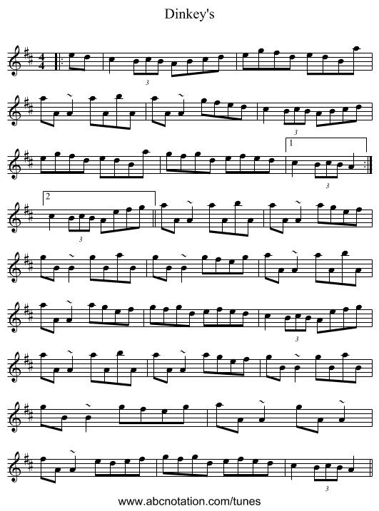 Dinkey's - staff notation