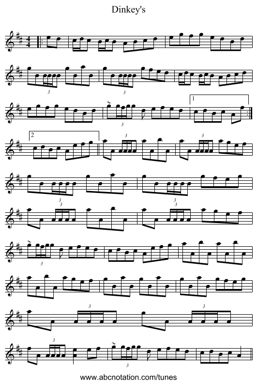 Dinkey's - staff notation