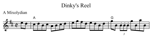 Dinky's Reel - staff notation