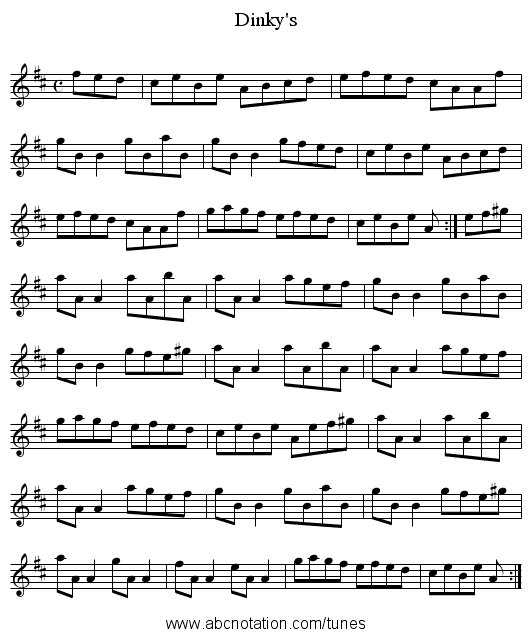 Dinky's - staff notation