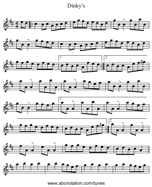 Dinky's - staff notation