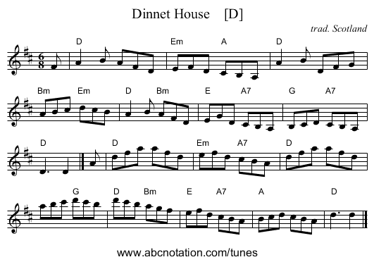 Dinnet House    [D] - staff notation