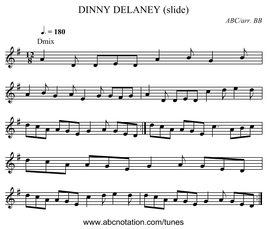 DINNY DELANEY (slide) - staff notation