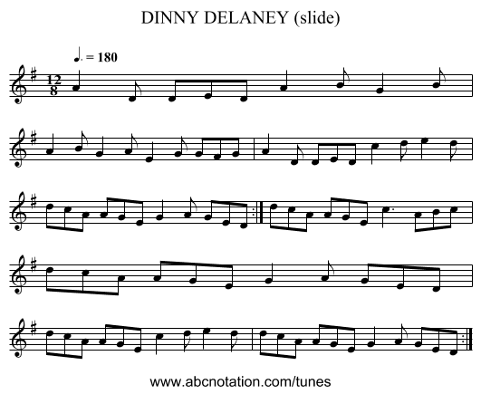 DINNY DELANEY (slide) - staff notation