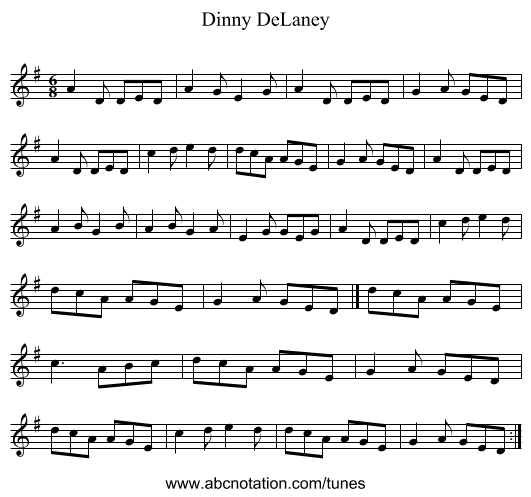 Dinny DeLaney - staff notation