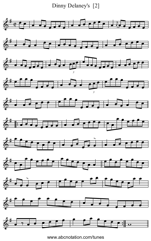 Dinny Delaney's  [2] - staff notation