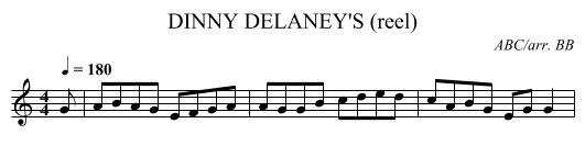 DINNY DELANEY'S (reel) - staff notation