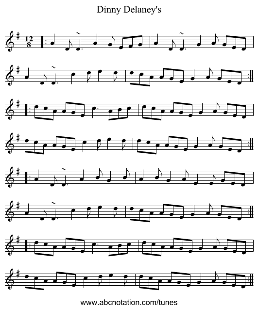 Dinny Delaney's - staff notation
