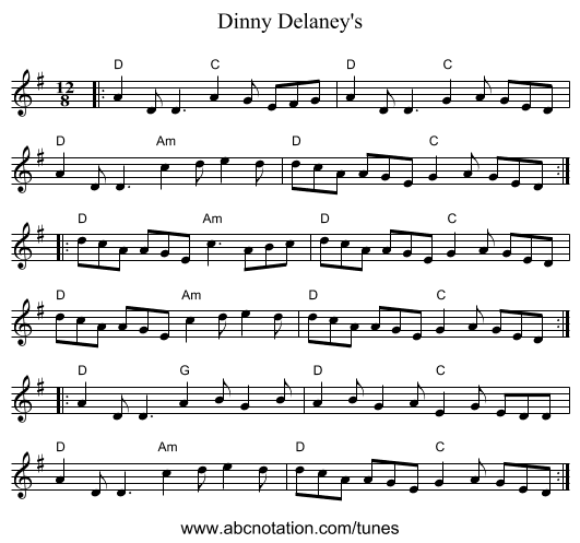 Dinny Delaney's - staff notation