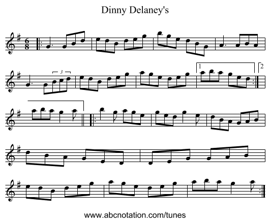Dinny Delaney's - staff notation