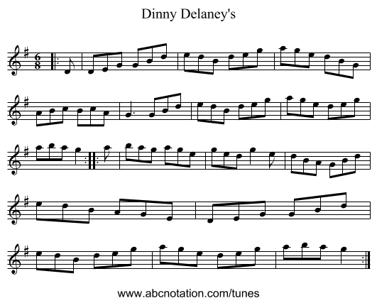 Dinny Delaney's - staff notation