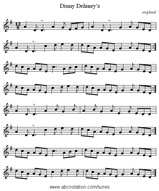 Dinny Delaney's - staff notation