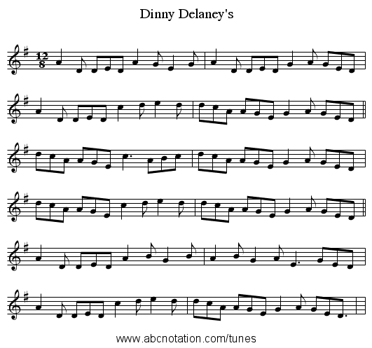 Dinny Delaney's - staff notation