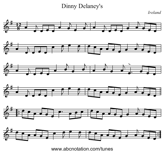 Dinny Delaney's - staff notation