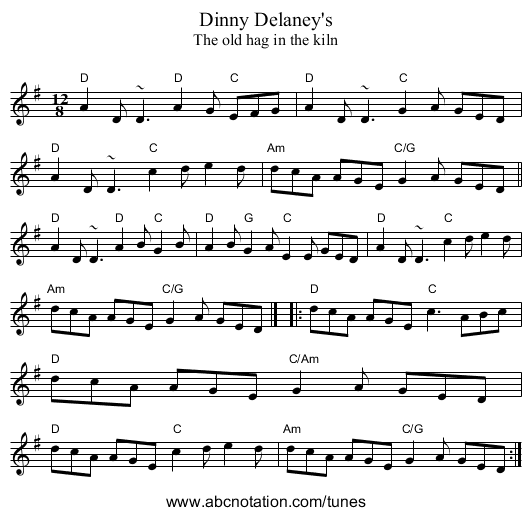 Dinny Delaney's - staff notation