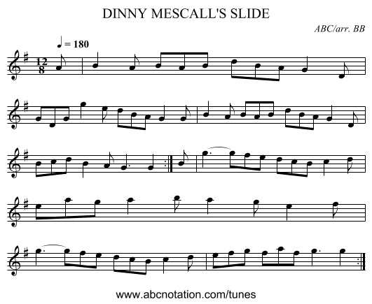 DINNY MESCALL'S SLIDE - staff notation