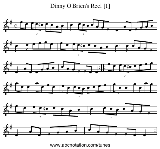 Dinny O'Brien's Reel [1] - staff notation