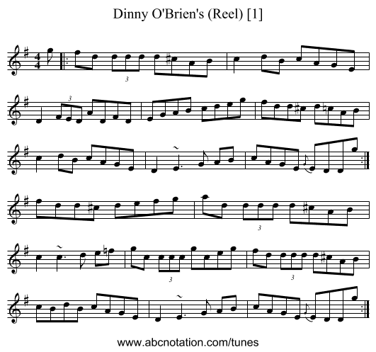 Dinny O'Brien's (Reel) [1] - staff notation