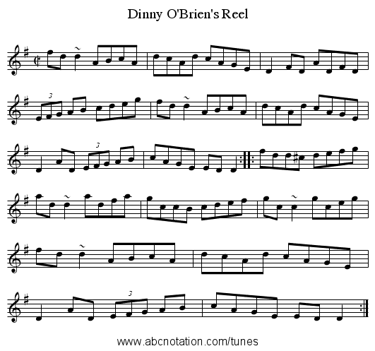 Dinny O'Brien's Reel - staff notation