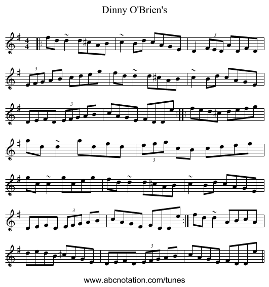 Dinny O'Brien's - staff notation
