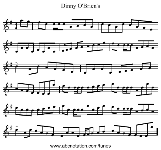 Dinny O'Brien's - staff notation
