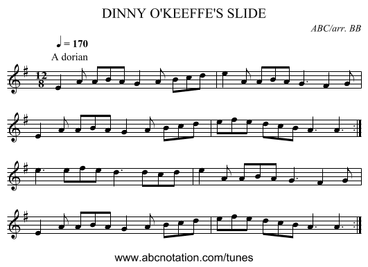 DINNY O'KEEFFE'S SLIDE - staff notation