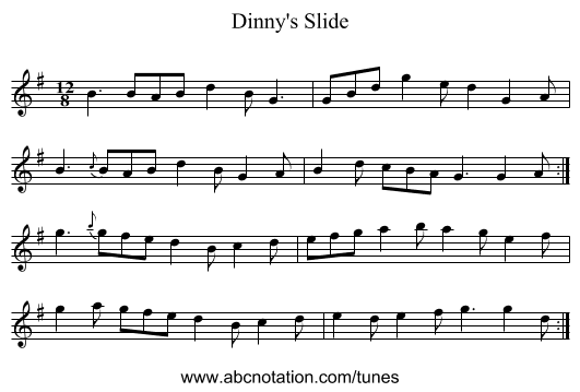 Dinny's Slide - staff notation